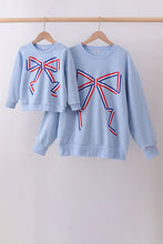 Blue hand-sewn bow mom&me sweatshirt - ARIA KIDS