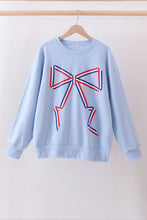 Blue hand-sewn bow mom&me sweatshirt - ARIA KIDS