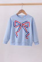 Blue hand-sewn bow mom&me sweatshirt - ARIA KIDS
