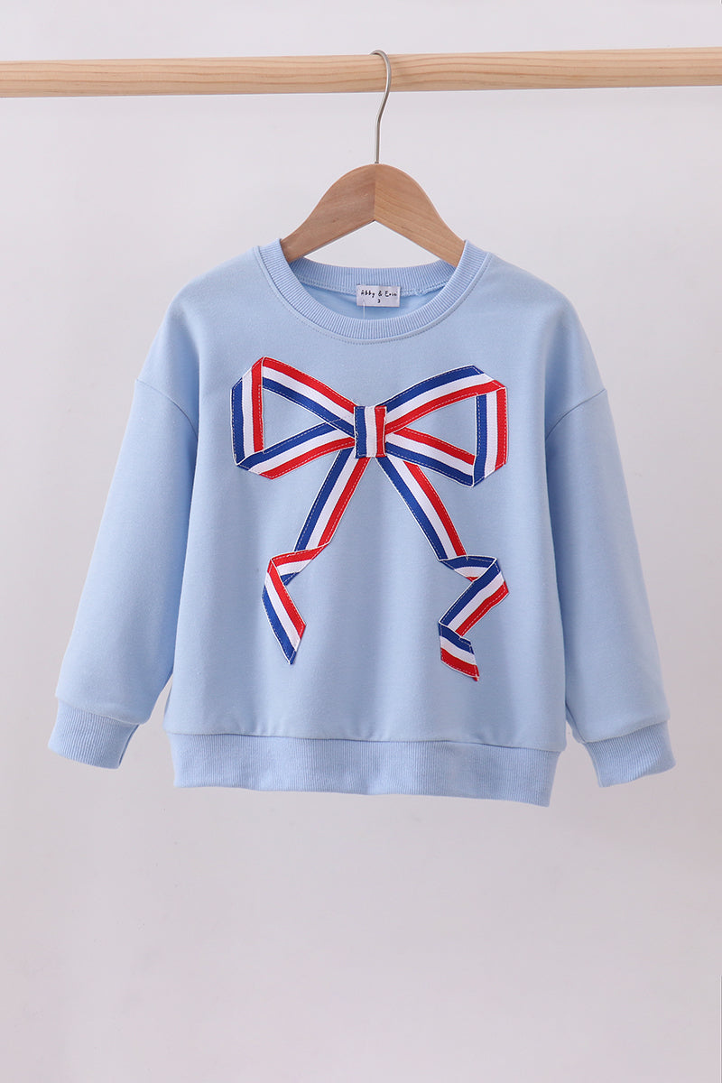 Blue hand-sewn bow mom&me sweatshirt - ARIA KIDS