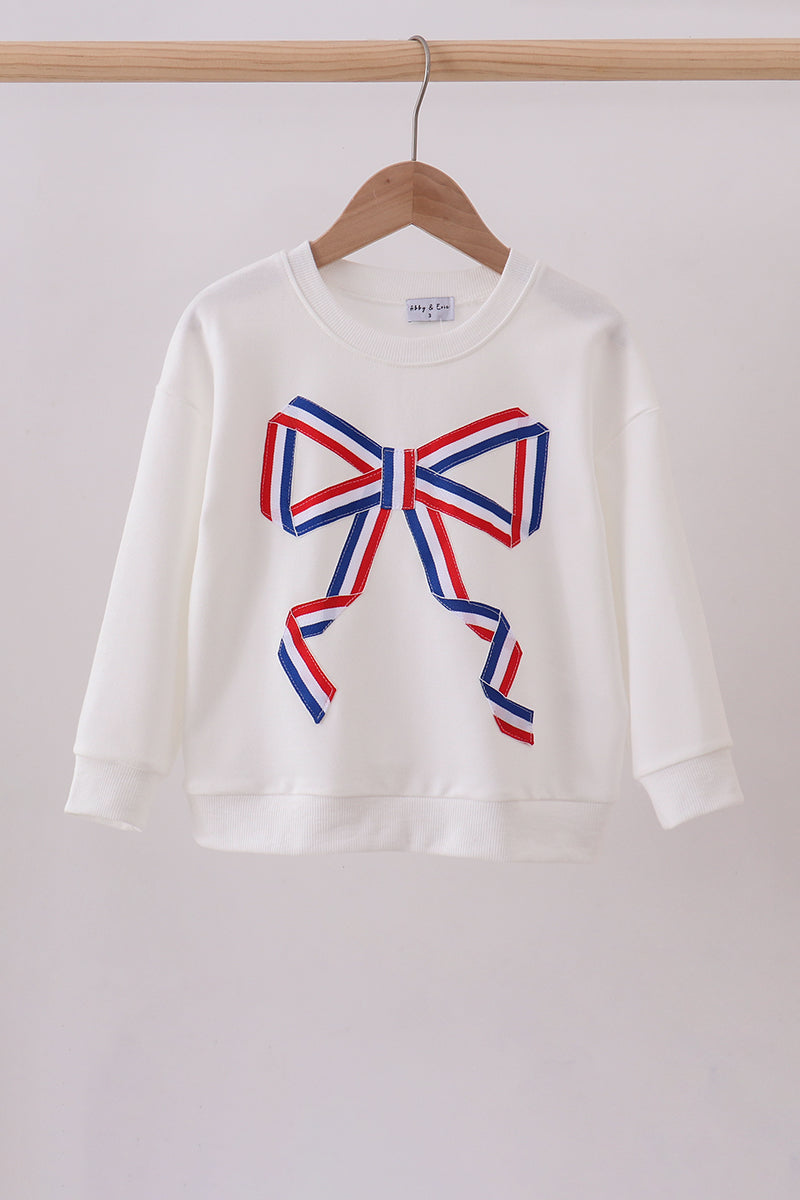 Cream hand-sewn bow mom&me sweatshirt - ARIA KIDS