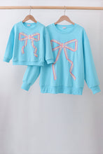 Blue bow hand-sewn mom&me sweatshirt