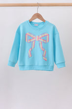 Blue bow hand-sewn mom&me sweatshirt