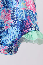 Blue marine creature print swimsuit - ARIA KIDS