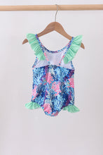 Blue marine creature print swimsuit - ARIA KIDS