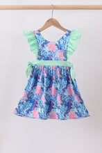 Blue marine creature print ruffle dress - ARIA KIDS