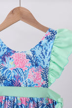 Blue marine creature print ruffle dress - ARIA KIDS