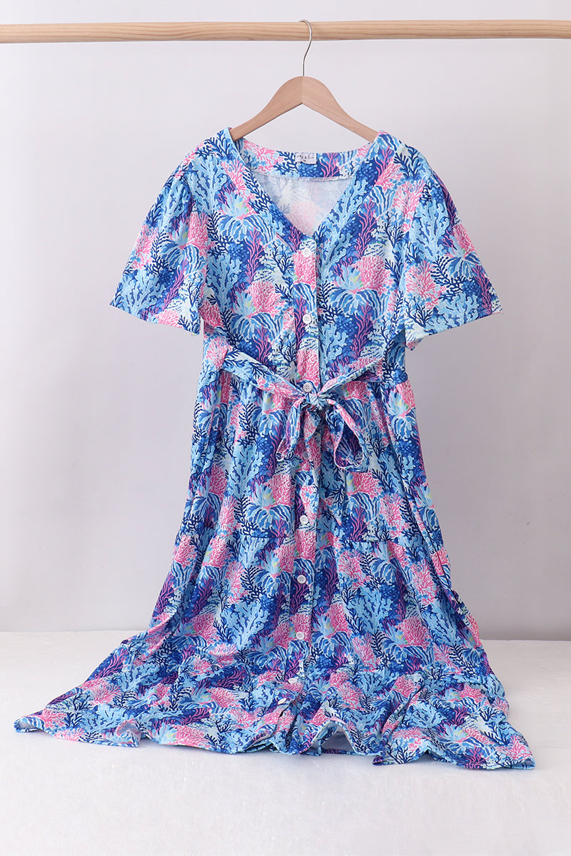 Blue marine creature print dress - ARIA KIDS