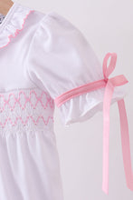 White cross smocked ruffle bubble - ARIA KIDS