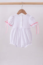 White cross smocked ruffle bubble - ARIA KIDS