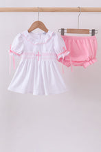 White cross smocked ruffle bloomer set - ARIA KIDS