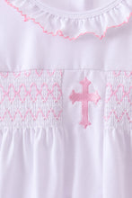 White cross smocked ruffle shorts set - ARIA KIDS