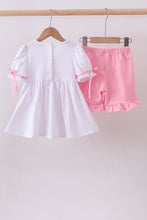 White cross smocked ruffle shorts set - ARIA KIDS