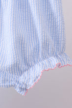 Blue seersucker bow smocked bloomer set - ARIA KIDS