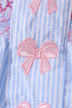 Blue seersucker bow smocked bloomer set - ARIA KIDS