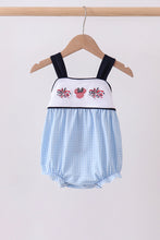 Blue character embroidery gingham bubble - ARIA KIDS