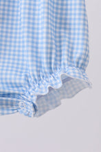 Blue character embroidery gingham bubble - ARIA KIDS