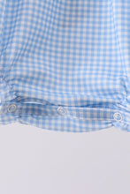 Blue character embroidery gingham bubble - ARIA KIDS