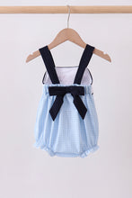 Blue character embroidery gingham bubble - ARIA KIDS