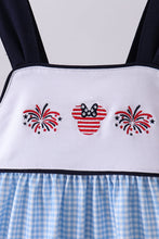 Blue character embroidery gingham bloomer set - ARIA KIDS