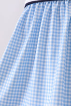 Blue character embroidery gingham bloomer set - ARIA KIDS