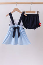 Blue character embroidery gingham bloomer set - ARIA KIDS