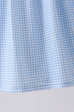 Blue character fireworks embroidery gingham dress - ARIA KIDS