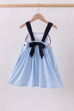 Blue character fireworks embroidery gingham dress - ARIA KIDS