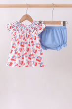 Blue cherry smocked bloomer set - ARIA KIDS
