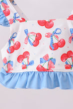 Blue cherry print 2pc ruffle swimsuit - ARIA KIDS