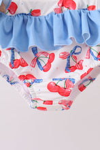 Blue cherry print 2pc ruffle swimsuit - ARIA KIDS