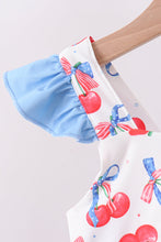 Blue cherry print 2pc ruffle swimsuit - ARIA KIDS