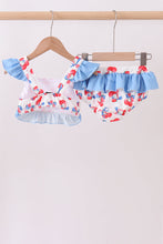 Blue cherry print 2pc ruffle swimsuit - ARIA KIDS