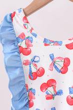 Blue cherry print ruffle swimsuit - ARIA KIDS