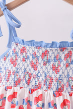 Blue cherry smocked ruffle shorts set - ARIA KIDS