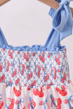 Blue cherry smocked tiered mom&me dress - ARIA KIDS