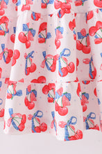 Blue cherry smocked tiered mom&me dress - ARIA KIDS