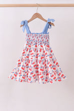 Blue cherry smocked tiered mom&me dress - ARIA KIDS