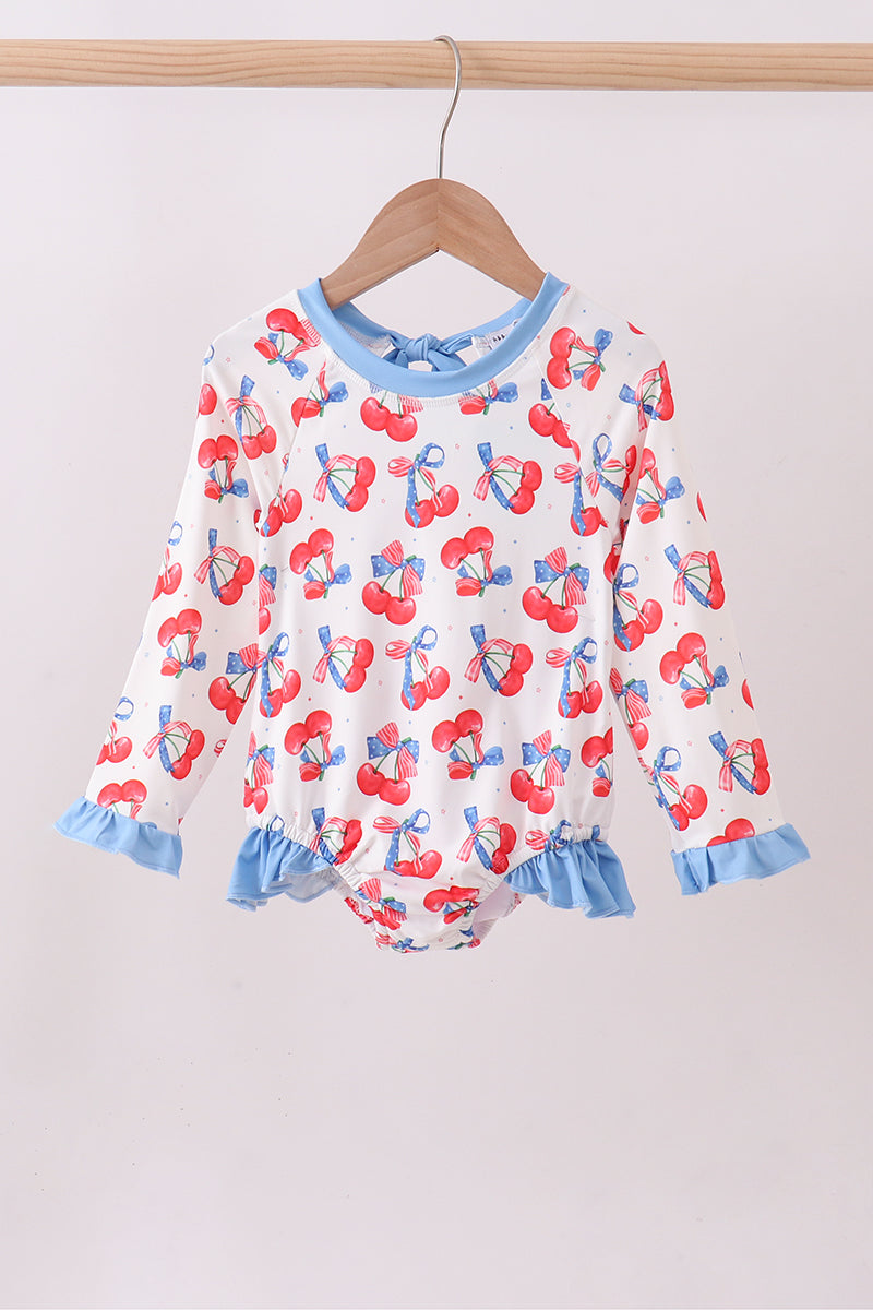 Blue cherry print rashguard - ARIA KIDS
