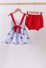 Blue flag embroidery seersucker bloomer set - ARIA KIDS