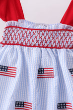 Blue flag embroidery seersucker ruffle shorts set - ARIA KIDS