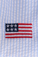 Blue flag embroidery seersucker ruffle shorts set - ARIA KIDS