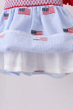 Blue flag embroidery seersucker ruffle shorts set - ARIA KIDS