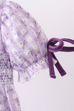 Lavender floral smocked ruffle bubble - ARIA KIDS