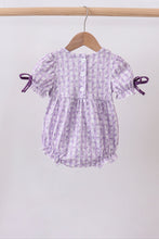 Lavender floral smocked ruffle bubble - ARIA KIDS