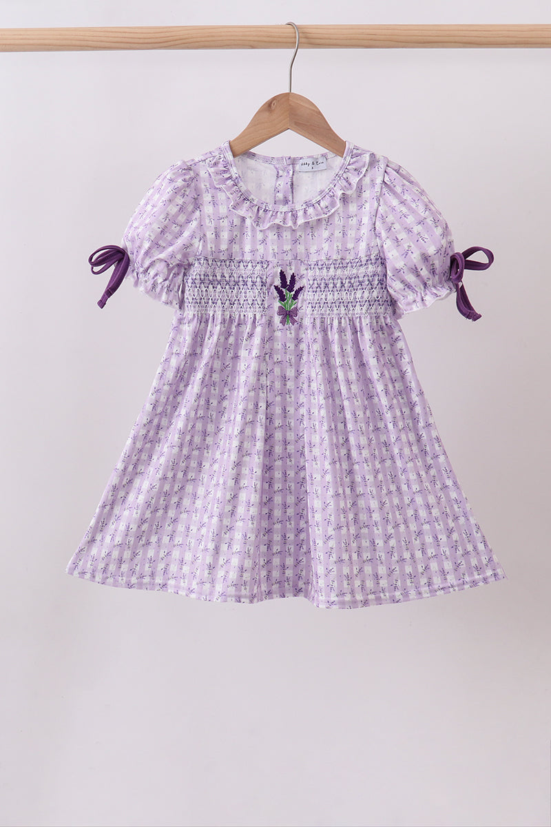Lavender floral smocked ruffle dress - ARIA KIDS