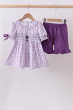 Lavender floral smocked ruffle shorts set - ARIA KIDS