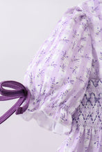 Lavender floral smocked ruffle shorts set - ARIA KIDS