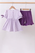 Lavender floral smocked ruffle shorts set - ARIA KIDS