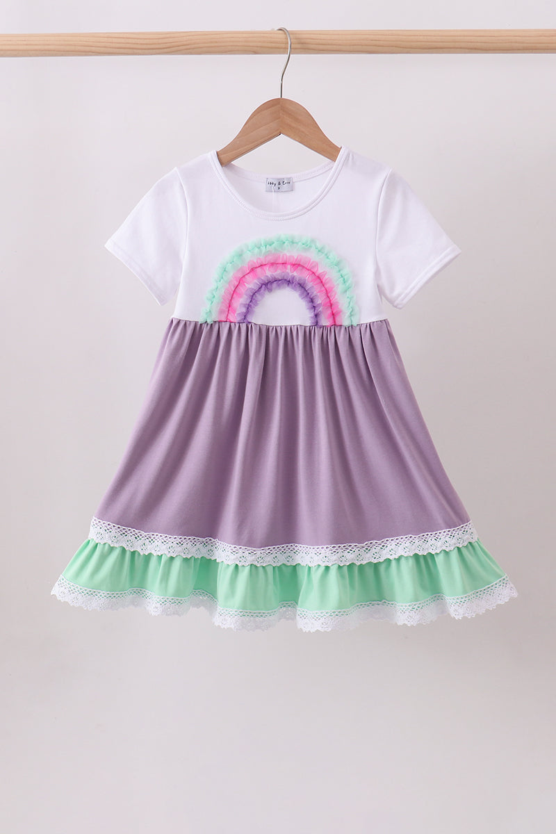 Purple lace rainbow ruffle dress - ARIA KIDS